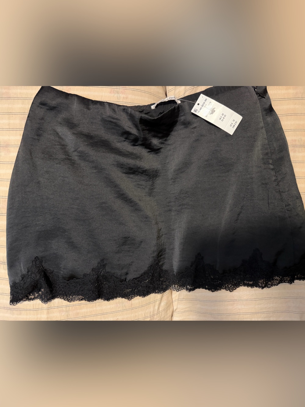 Abercrombie & Fitch Black Satin Lace-Trim Skirt